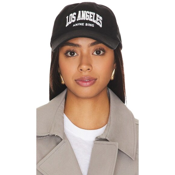 ANINE BING Jeremy Baseball Cap University Los Angeles in Black New Womens Hat - Picture 1 of 11